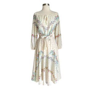 Vintage 70s Mary Martin Florida Floral Dress Boho Romantic Cottagecore
